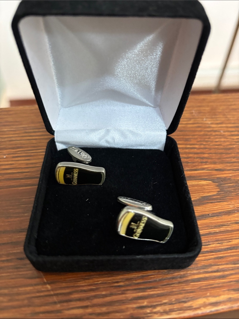 Guinness Black and Gold Bottle Cufflinks in Case